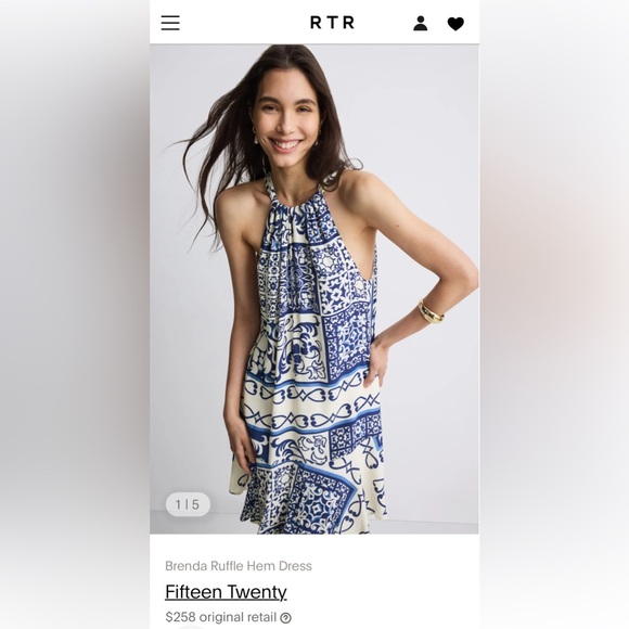 Fifteen Twenty Dresses & Skirts - Fifteen Twenty Brenda Ruffle Blue and White Dress